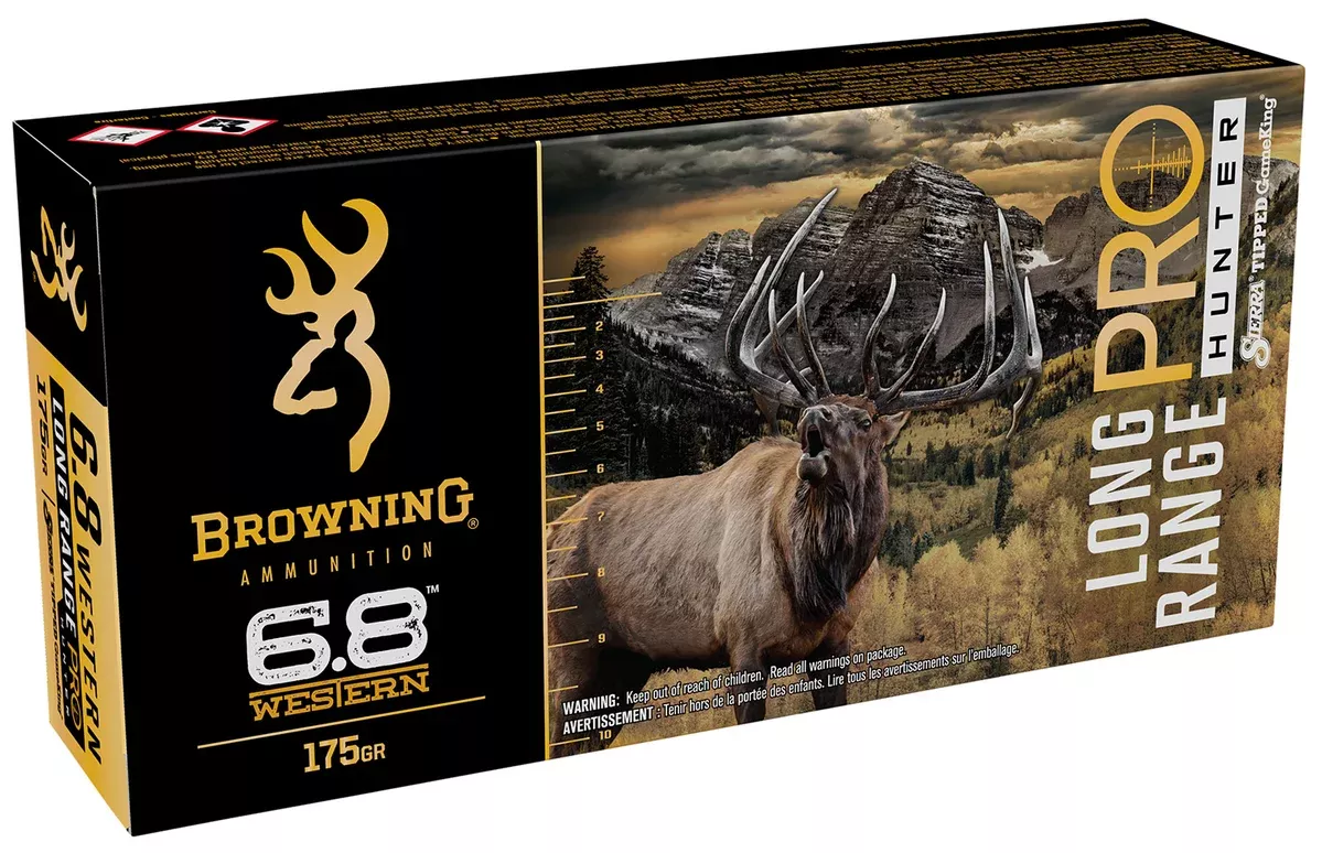 Browning Ammo B192500682 Long Range Pro Hunter 6.8Western 175gr Sierra Tipped GameKing 20 Per Box/10 Case