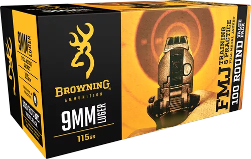 Browning Training & Practice - 9mm Luger 115 GR FMJ - 100 Rds