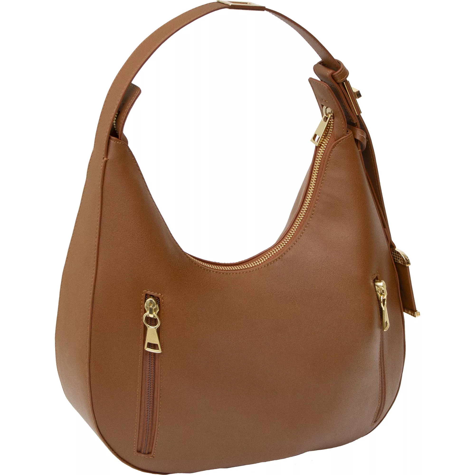 Bulldog Hobo Style Shoulder Bag Conceal Carry Purse Cognac