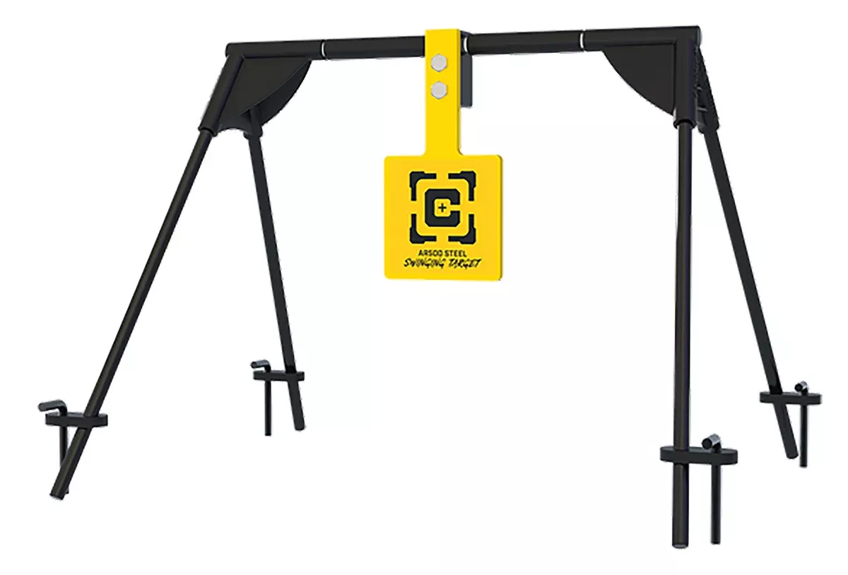 Caldwell 1187590Swinging Rifle Black/Yellow AR500 Steel Hanging Standing Includes Ground Stakes