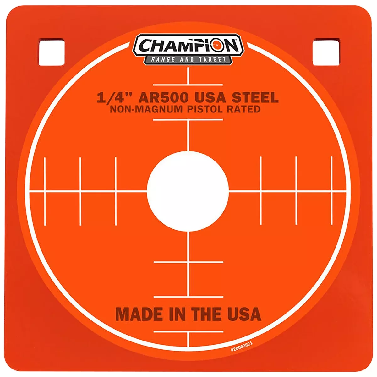 Champion Targets 44909 Center Mass8" Pistol Gray AR500 Steel Square 0.25" Thick Hanging