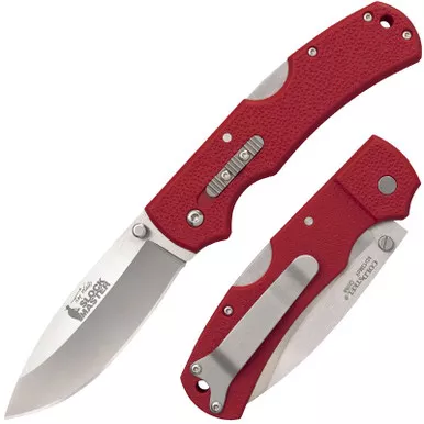 Cold Steel 23JK Double Safe Hunter Slock Master Folding Knife 3.50" 8Cr13MoV Clip Point Plain Edge Blade, Red Long GFN Handle