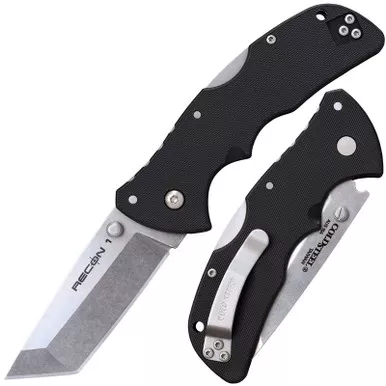 Cold Steel 27BAT Mini Recon 1 3.00" AUS10A Tanto Plain Edge Blade, Black GRN Handle