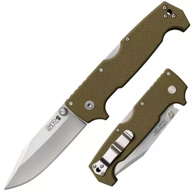 Cold Steel 62L SR1 Folding Knife 4.00" S35VN Clip Point Plain Edge Blade, OD Green G10 Handle