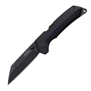 Cold Steel FL-38VK Karve Folding Knife 3.75" AUS10A Seax Plain Edge Blade, Black G10 Handle