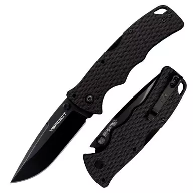 Cold Steel FL-C3SP10A Verdict Folding Knife 3.00" AUS10A Spear Point Plain Edge Blade, Black G10 Handle