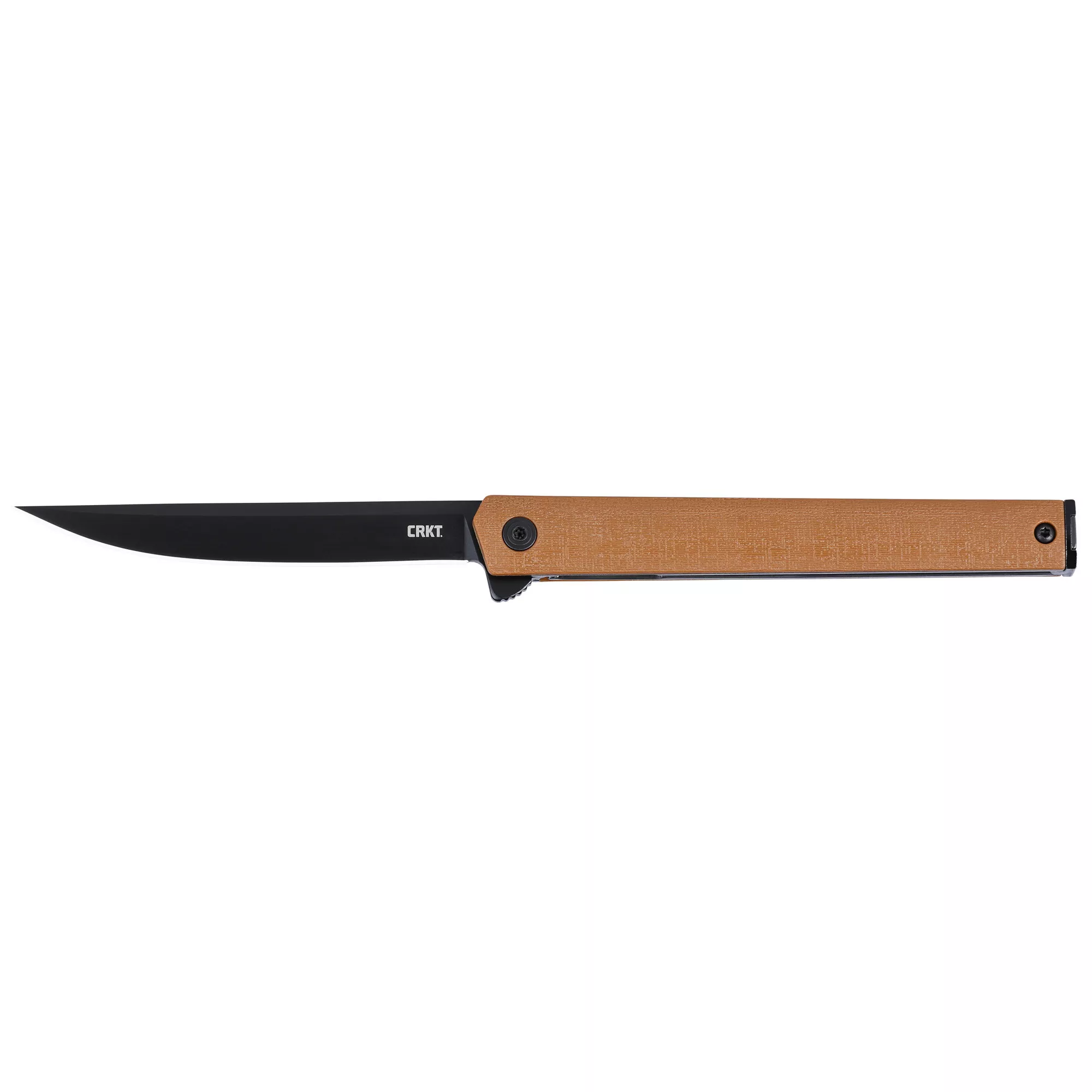 Columbia CEO Flipper Folding Knife Drop Point Black Blade 3.35" Brown Handle