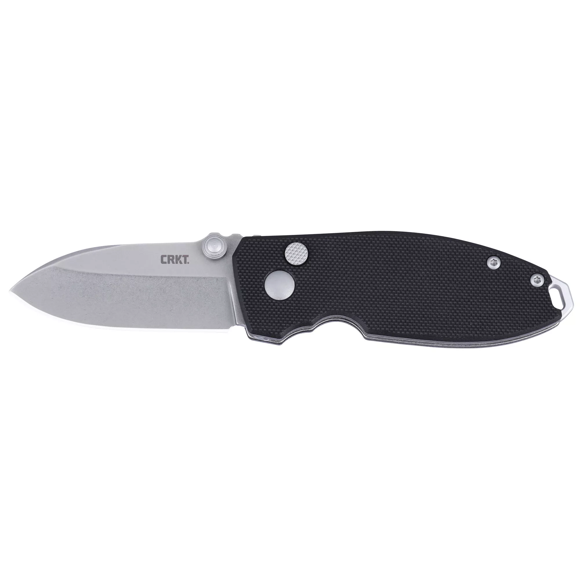 Columbia Squid Button Lock Folding Knife Drop Point Silver Blade 2.27" Black G10 Handle