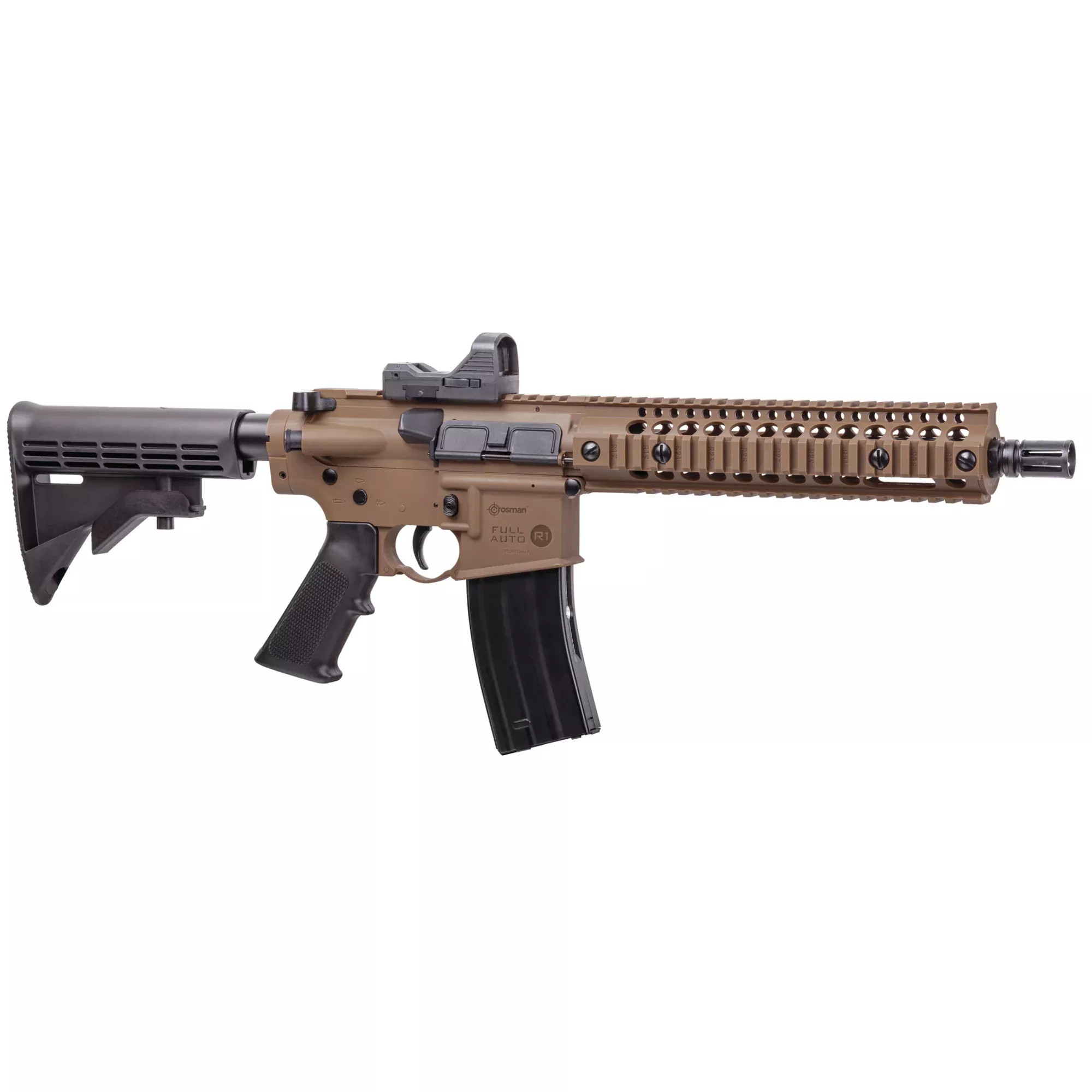 Crosman Full Auto R1 BB Rifle with Red Dot Sight – CO2 Powered, FDE Finish