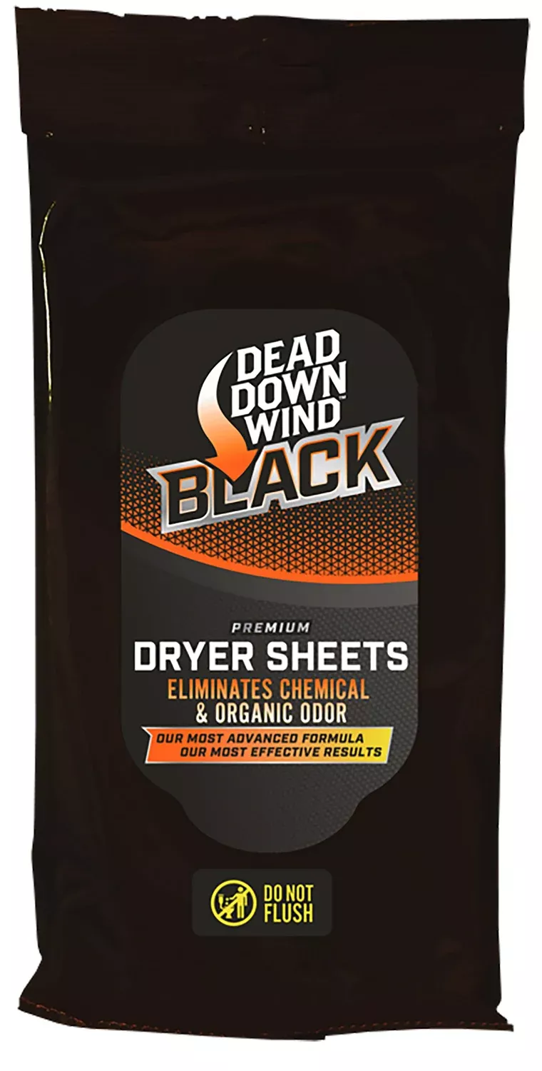 Dead Down Wind 117019 Black Premium Dryer Sheets Odor Eliminator Unscented Scent Dryer Sheet 40 Count