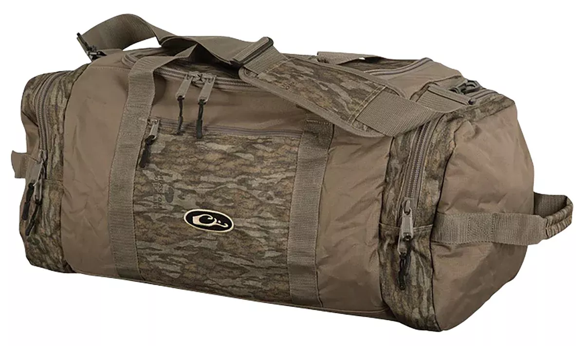 Drake Waterfowl DB36510062 Duffle BagMedium Mossy Oak Bottomland Polyester, 3 Exterior Pockets, Adj. Shoulder Strap