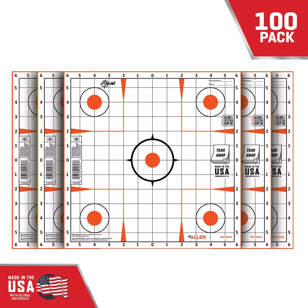 EZ-Aim 15333100 Sight-InGrid Paper Self-Adhesive 12" x 12" Orange/White 100 Per Pack