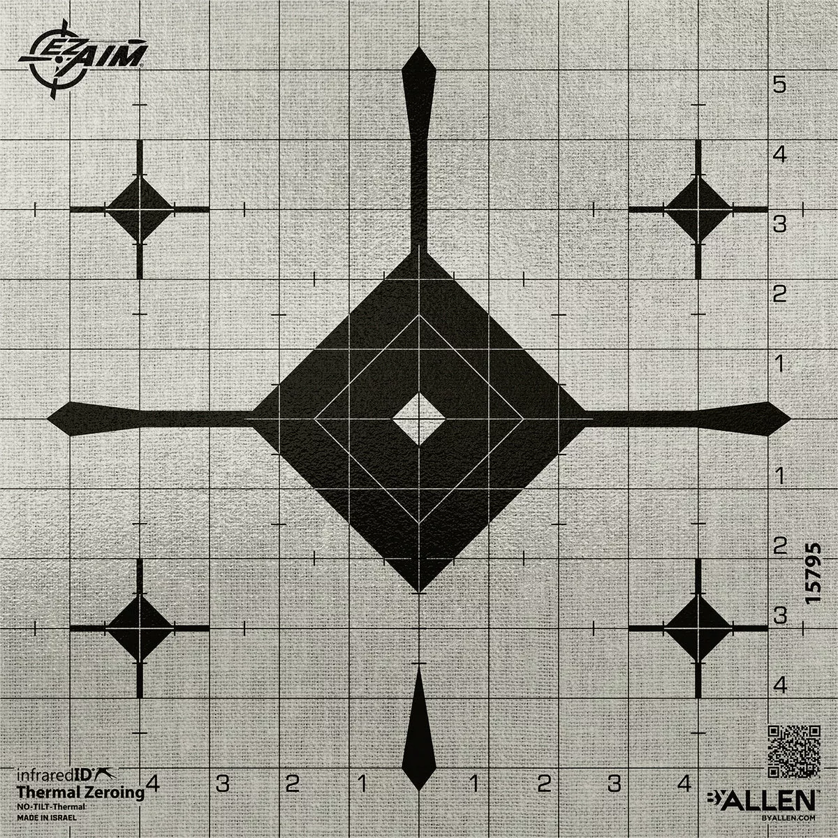 EZ-Aim 15795 Grid Bullseye Adhesive Thermal ID Bullseye Paper 12" x 12" Gray