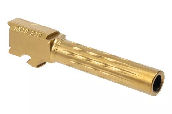 Faxon Firearms Match Series Flame Fluted 9mm Barrel Fits Glock 19 Gen 2-5 TiN