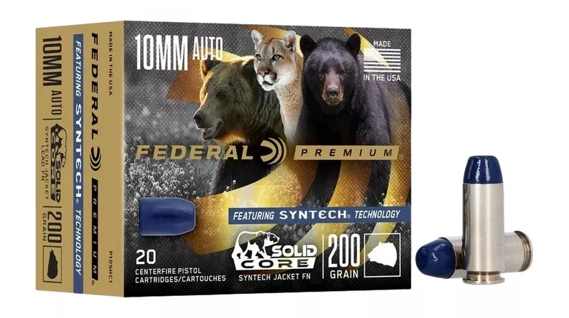Federal P10SHC1 Premium10mmAuto 200gr Solid Core Synthetic Flat Nose 20 Per Box/10 Case