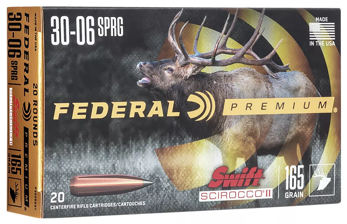 Federal P3006SS1 Premium30-06Springfield 165gr Swift Scirocco II 20 Per Box/10 Case