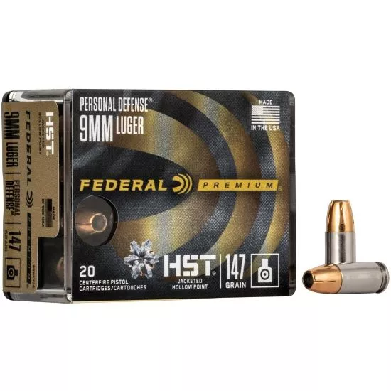 FEDERAL PD HST 9MM 147GR JHP, 20RD BOX
