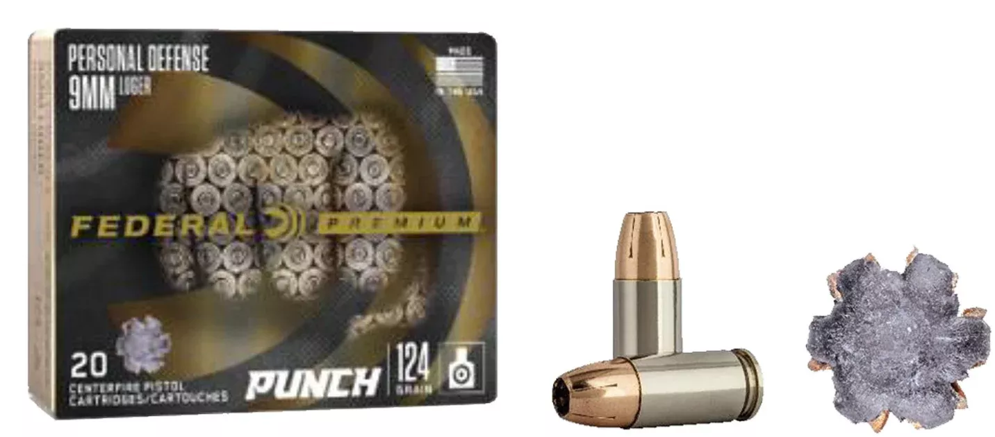 Federal PD9P1 Punch Personal Defense 9mmLuger 124gr Jacketed Hollow Point 20 Per Box/10 Case