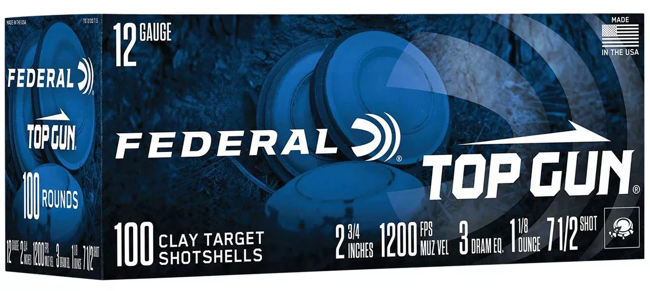 Federal TG1210075 Top Gun12Gauge 2.75" 1 1/8oz 7.5Shot 100 Per Box/2 Case