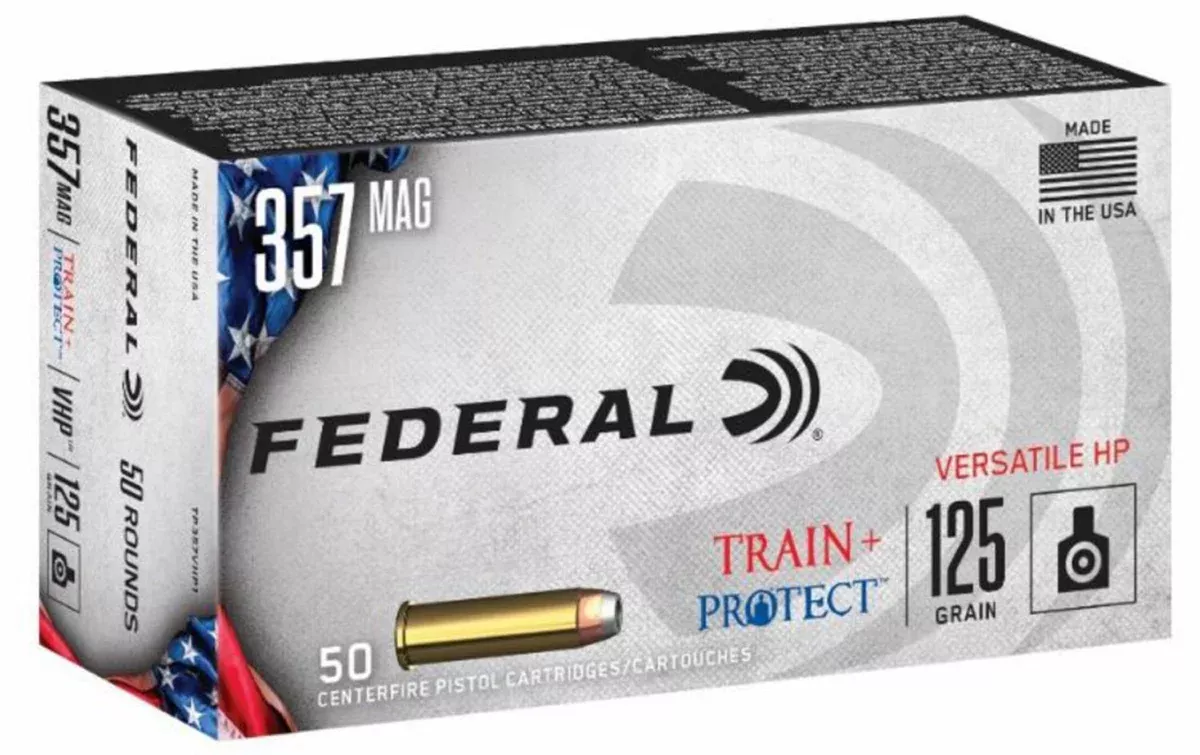 Federal TP357VHP1 Train + Protect357Mag 125gr Versatile Hollow Point 50 Per Box/10 Case