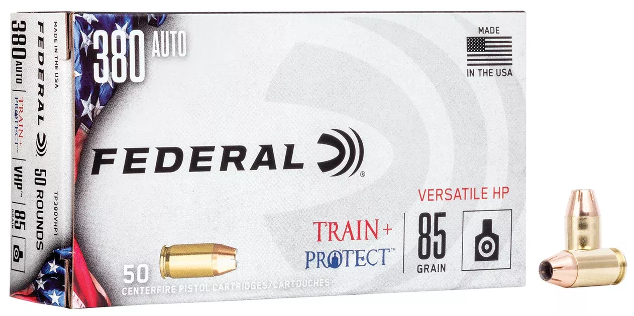 Federal TP380VHP1 Train + Protect380ACP 85gr Versatile Hollow Point 50 Per Box/10 Case