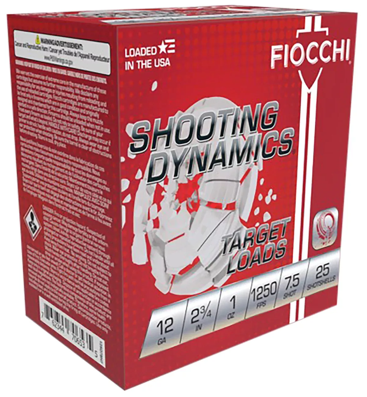Fiocchi 12SD1X75 Shooting Dynamics12Gauge 2.75" 1oz 7.5Shot 25 Per Box/10 Case