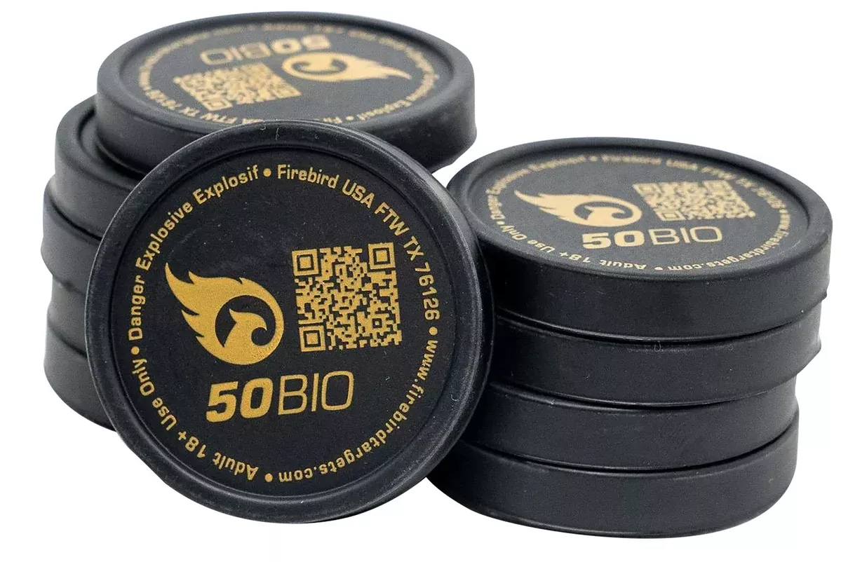 Firebird USA 50BIO 50BIOMoving Trajectory/Static White Smoke Universal Firearm 50mm 10 Pk.