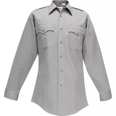 Flying Cross 35W54 Men's Duro Poplin 65% Poly/35% Cotton Long Sleeve Shirt with Sewn-In Creases