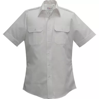 Flying Cross 78A54 Men's Duro Poplin 65% Poly/35% Cotton Short Sleeve Shirt, White