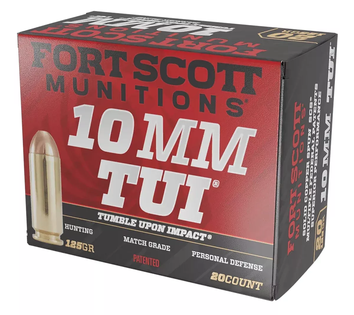 Fort Scott Munitions 10MM124SCV Tumble Upon Impact (TUI)10mmAuto 125gr Solid Copper Spun 20 Per Box/25 Case