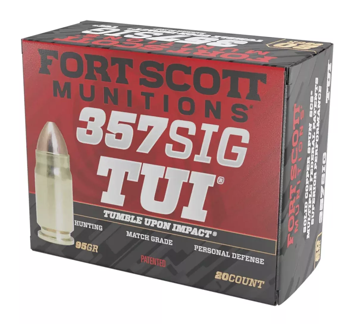 Fort Scott Munitions 357SIG095SCV Tumble Upon Impact (TUI)357Sig 95gr Solid Copper Spun 20 Per Box/25 Case