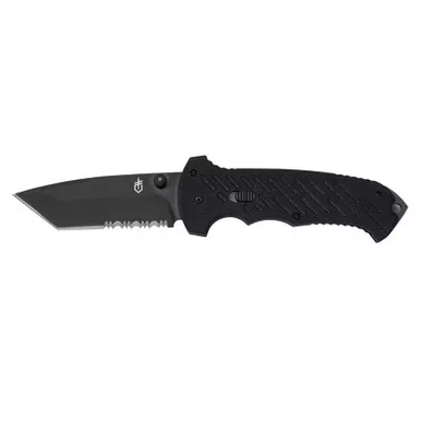 Gerber 06 FAST Folding Knife 3.75" S30V Tanto Partially Serrated Edge Blade, Black G10 Handle