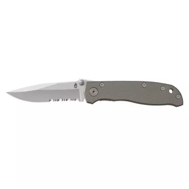 Gerber 45860N Air Ranger Folding Knife 3.26" 7Cr17MoV Clip Point Partially Serrated Edge Blade, Gray Aluminum Handle