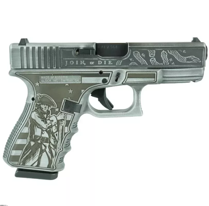 Glock G19 Gen 3 9mm 4 Inch Live or Die Patriot Gray 15 Rds GLPI19502PATRIOT from ELK CO AMMO&ARMS INC near Saint Marys, Pennsylvania, USA