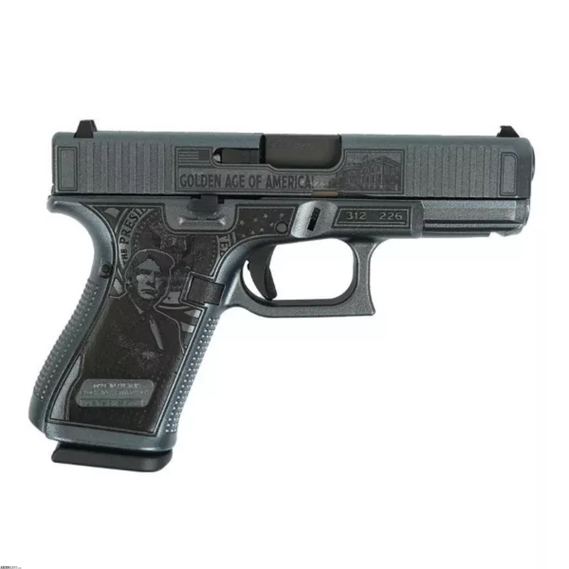 Glock G19 Gen 5 9mm Luger 4 Inch Custom Trump 47th 15 Rds GLPA195S203TDM from ELK CO AMMO&ARMS INC near Saint Marys, Pennsylvania, USA