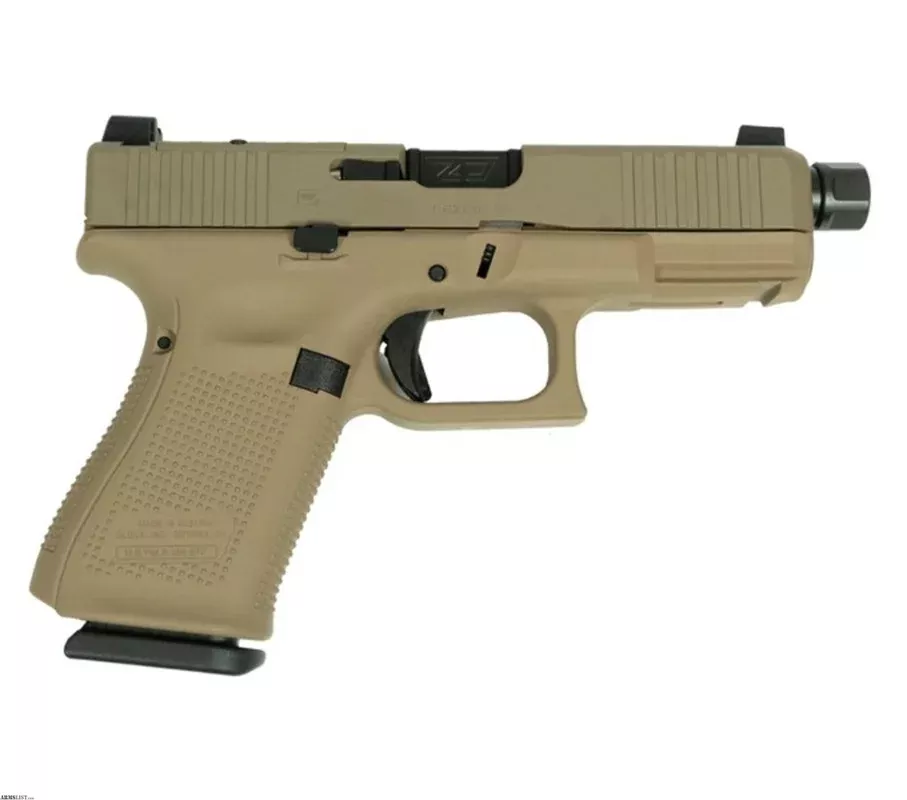 Glock G19 V 9mm Luger 4.6 Inch TB FDE Cerakote 15 Rds GLPV1950203FDETB from ELK CO AMMO&ARMS INC near Saint Marys, Pennsylvania, USA