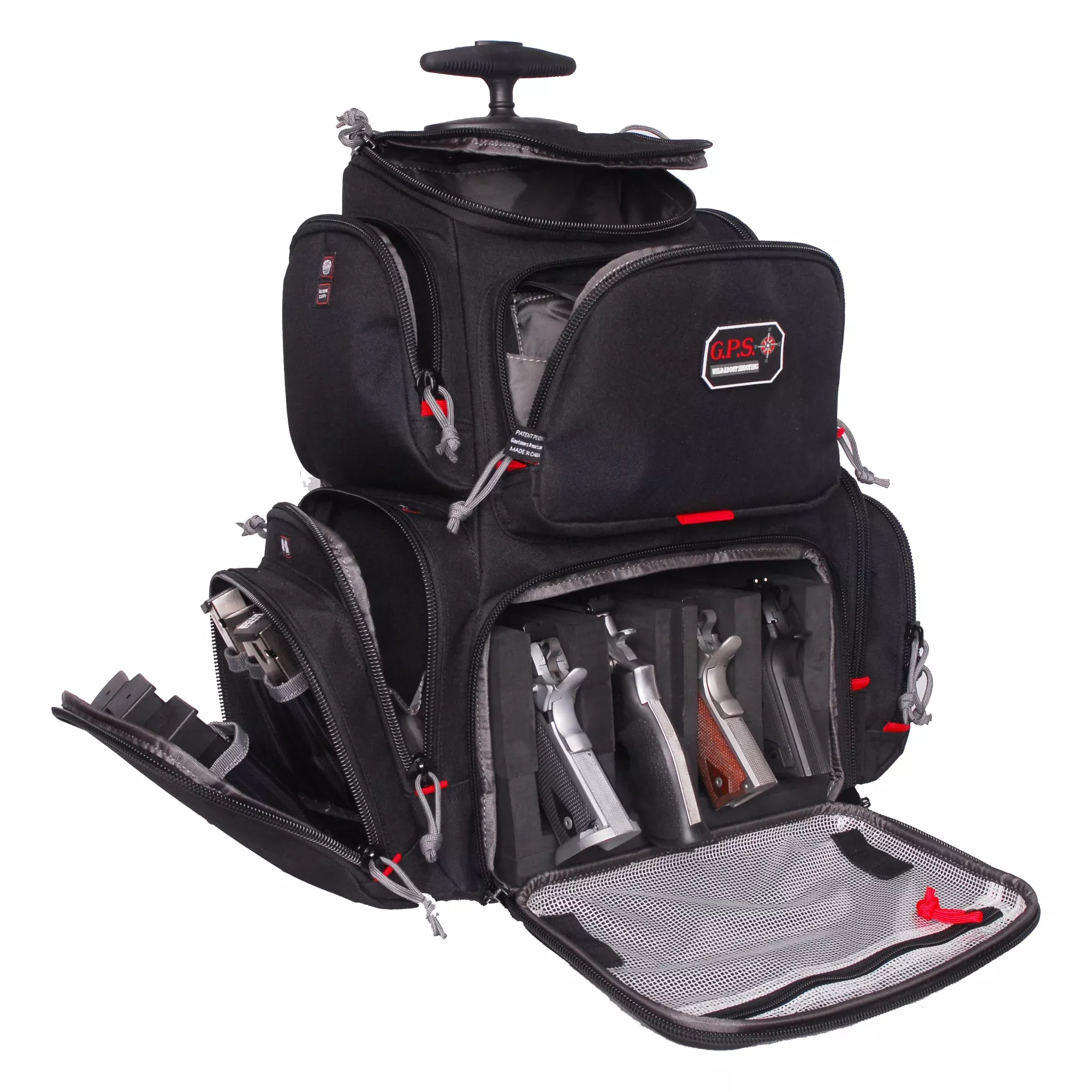 GPS Rolling Handgunner Backpacker – Rolling Range Bag with Backpack Straps