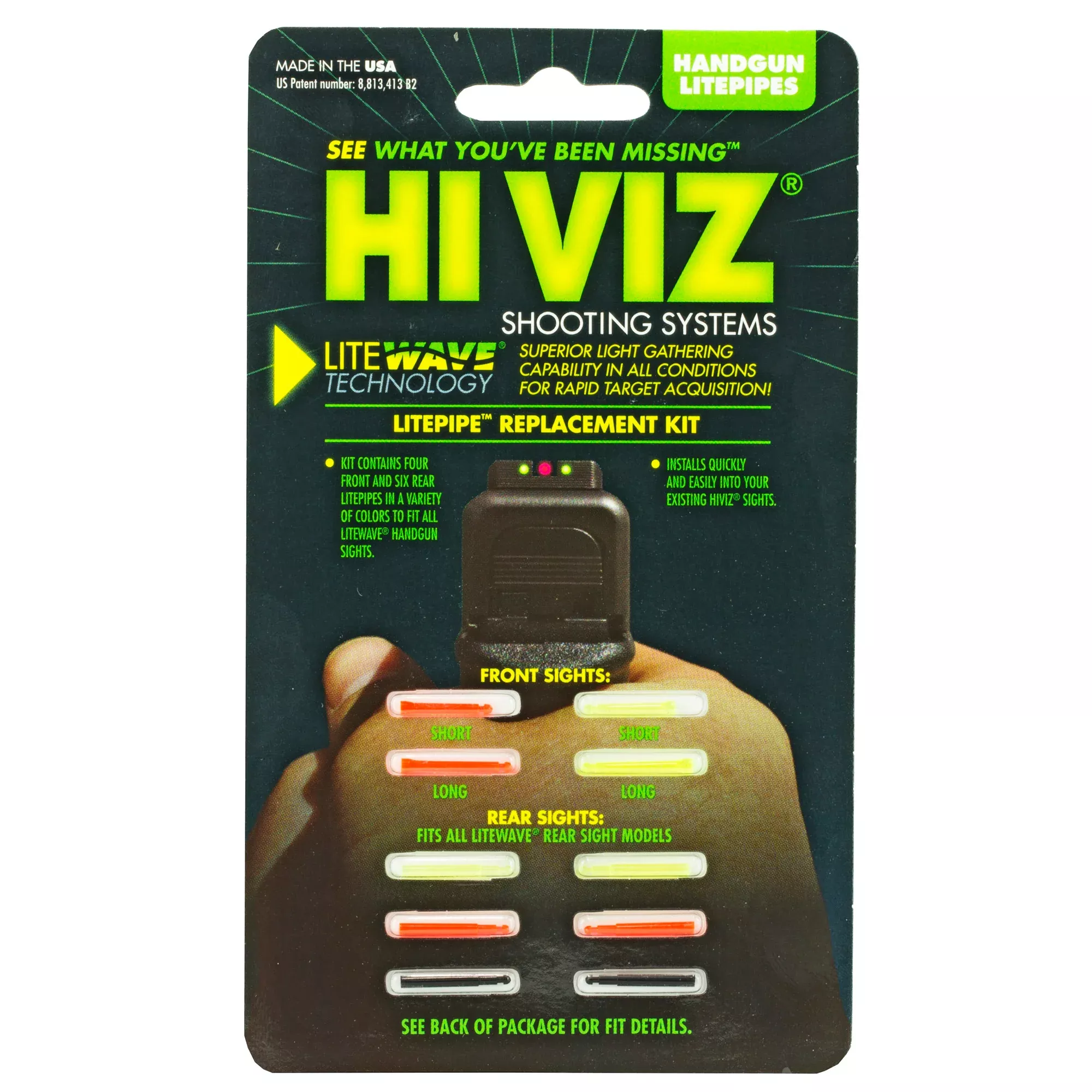 Hi-Viz LiteWave Handgun Replacement Pipe Set – Interchangeable Sight Inserts