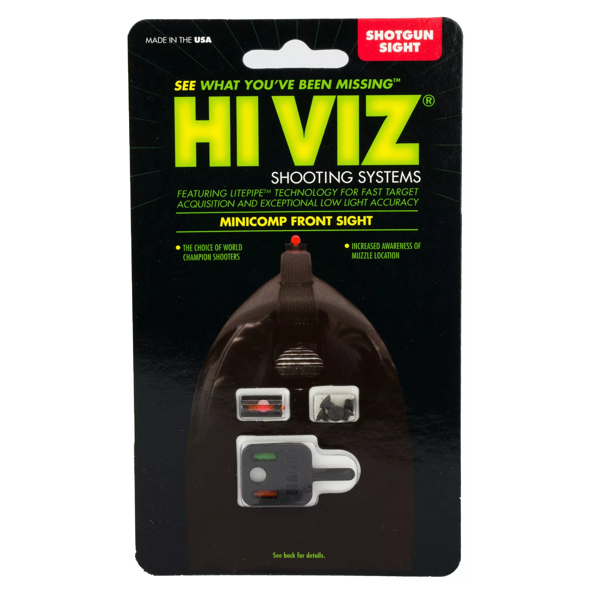 Hi-Viz Mini Comp Shotgun Sight – Red/Green/Orange Interchangeable LitePipes