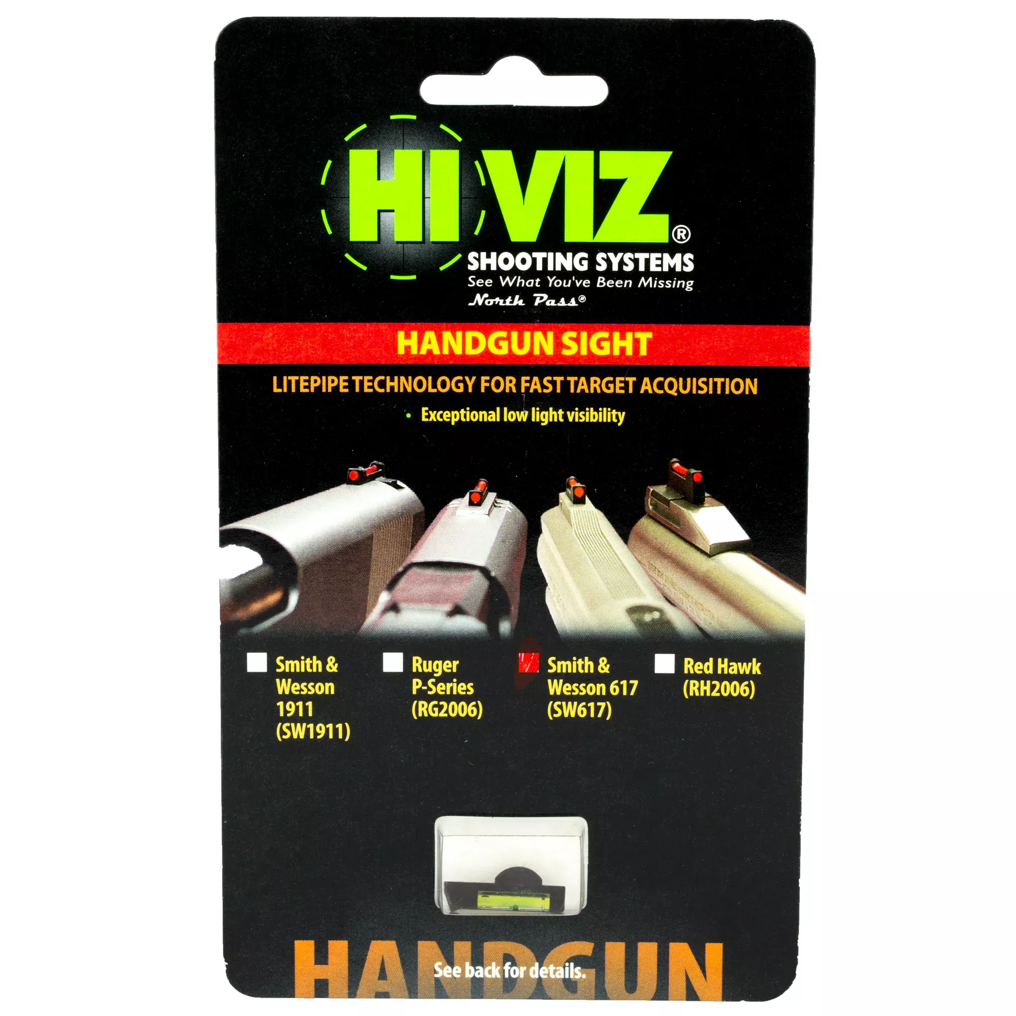 HI-VIZ NPSW617-G Fiber Optic Front Sight for S&W 617 Revolver – Green