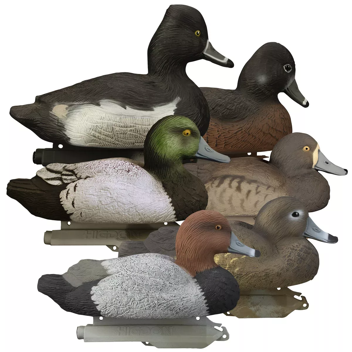 Higdon Outdoors 19994 Standard Diver PackBluebill/Redhead/Ringneck Species Multi Color Foam Filled 6 Pack