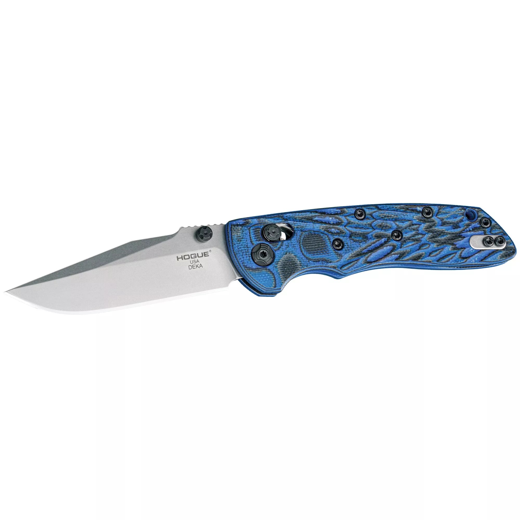 Hogue Deka 3.25" Folding Knife – Clip Point, Blue G10 Handle