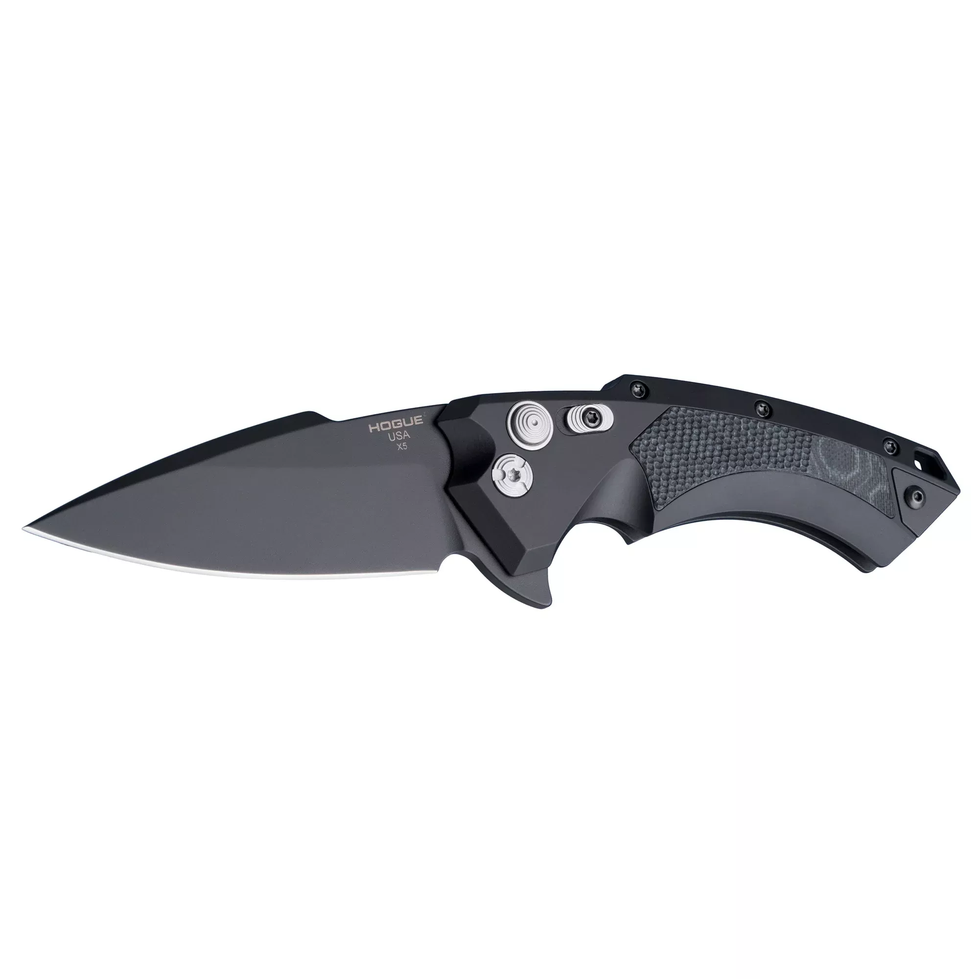Hogue X5 3.5" Spear Point Folding Knife – Black Blade, Black G10