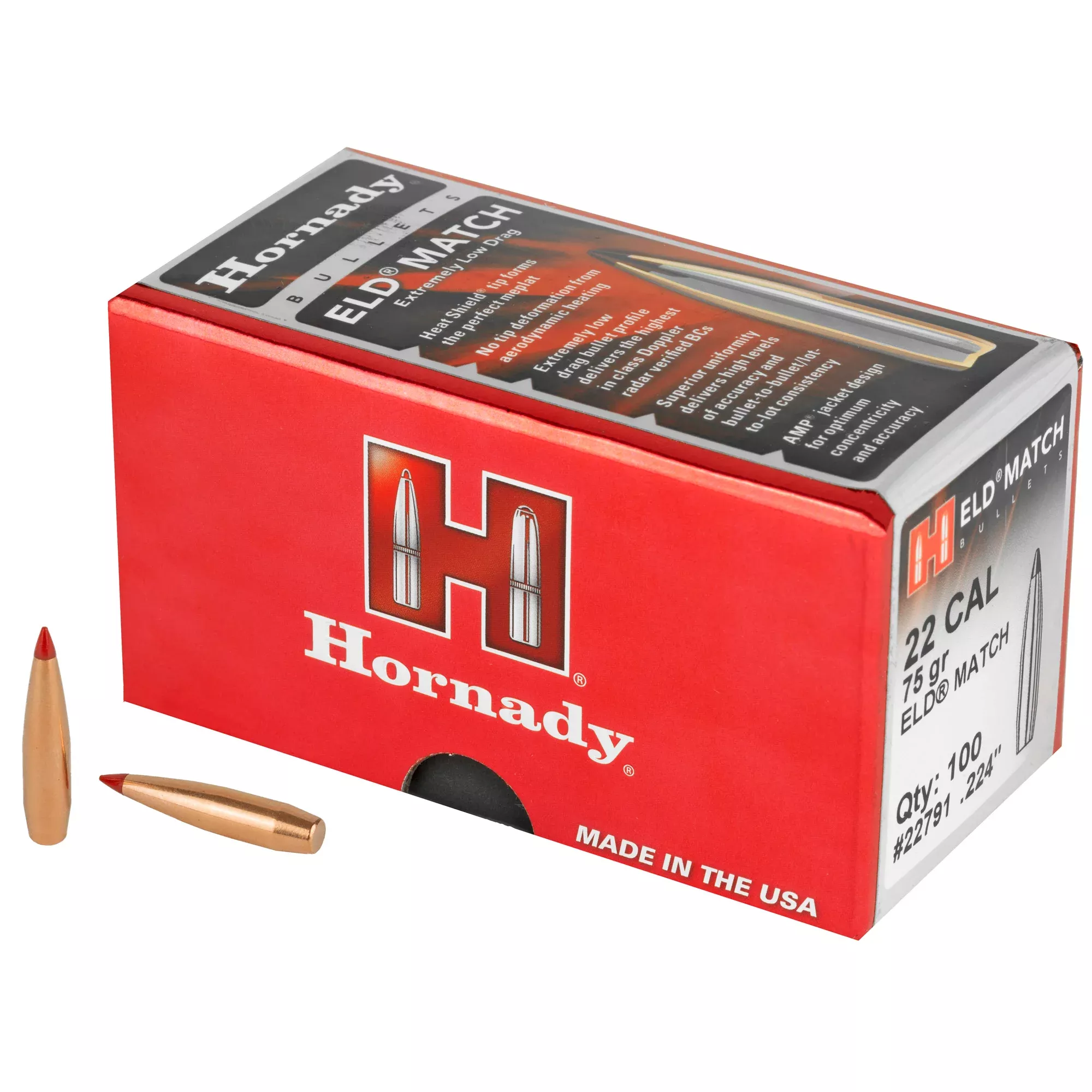 Hornady ELD-M .224 Diameter 75gr Match Bullets – 22 Caliber Reloading