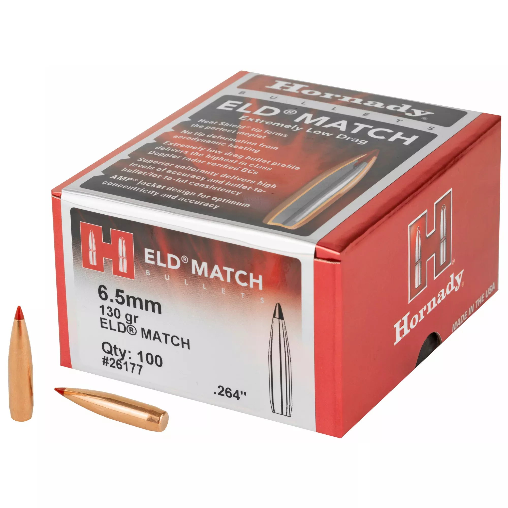 Hornady ELD-M 6.5mm .264 130gr Bullets – 100 Count