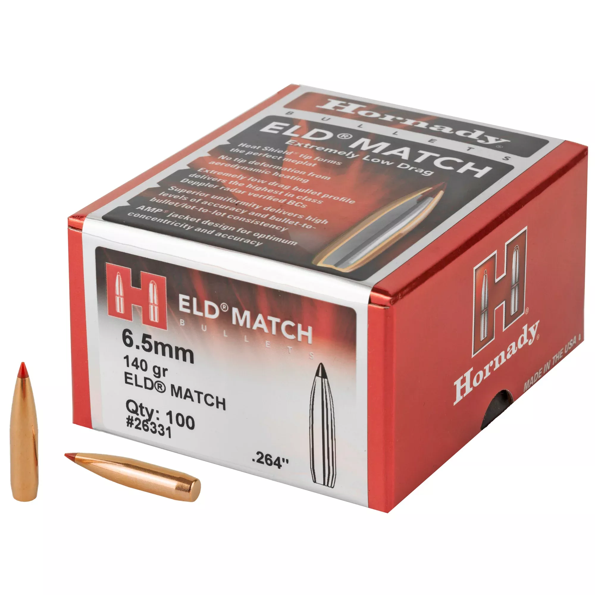 Hornady ELD-M 6.5mm .264 140gr Match Bullets – 100 Count