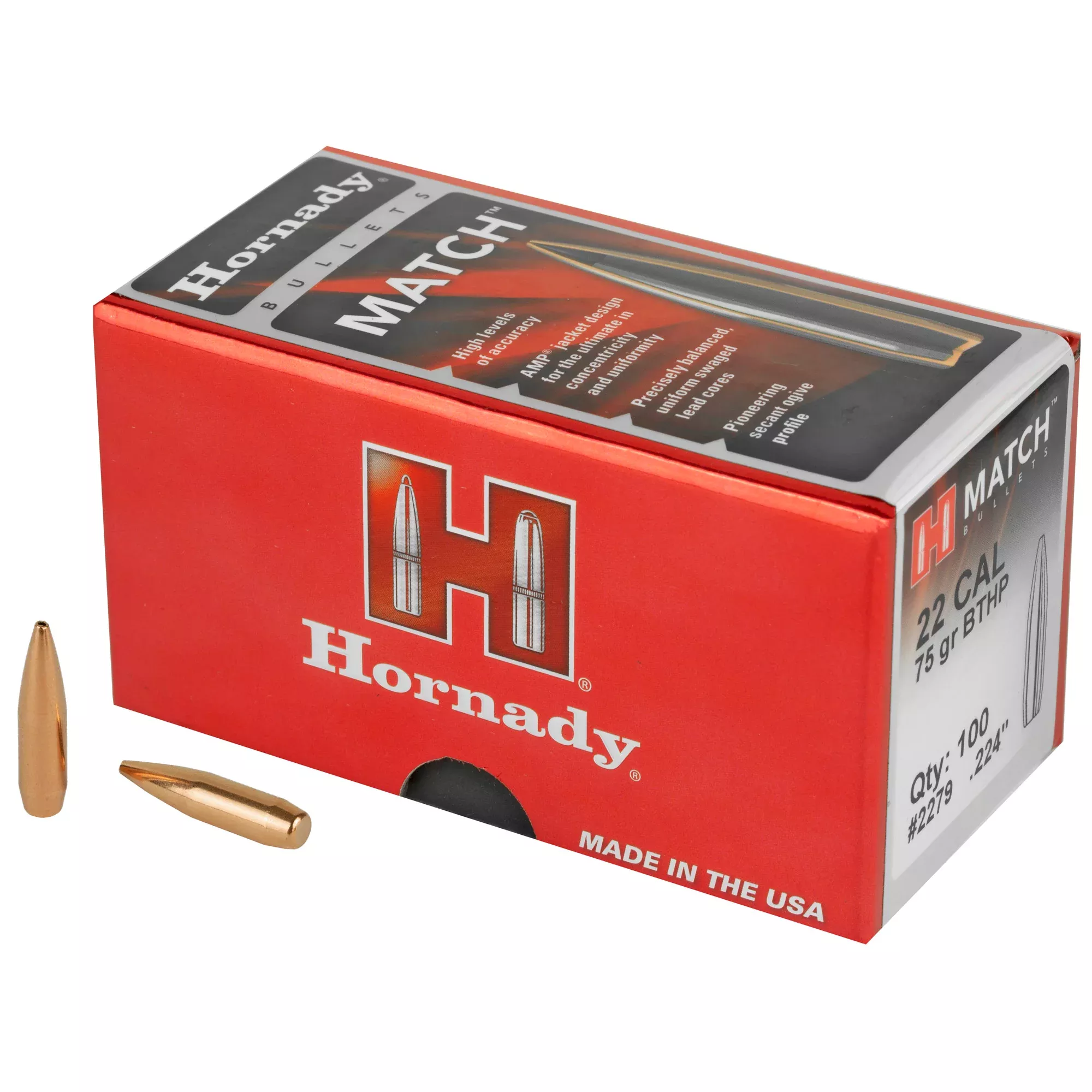 Hornady Match 22 Caliber .224 75gr ELD-M Bullets – 100 Count
