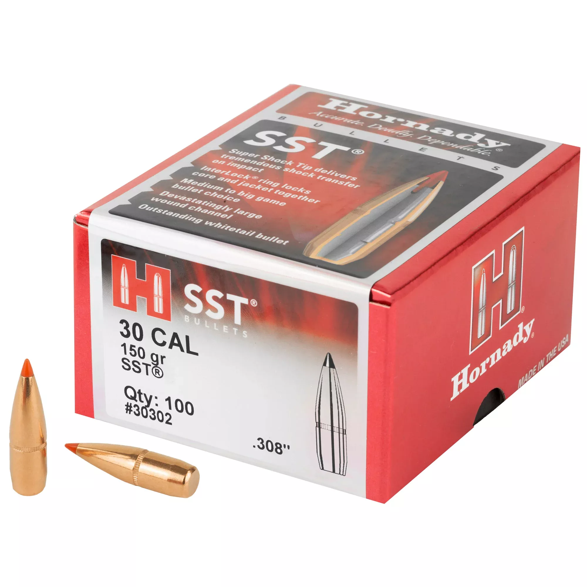 Hornady SST 30 Caliber .308 150 Grain Bullets – 100 Count