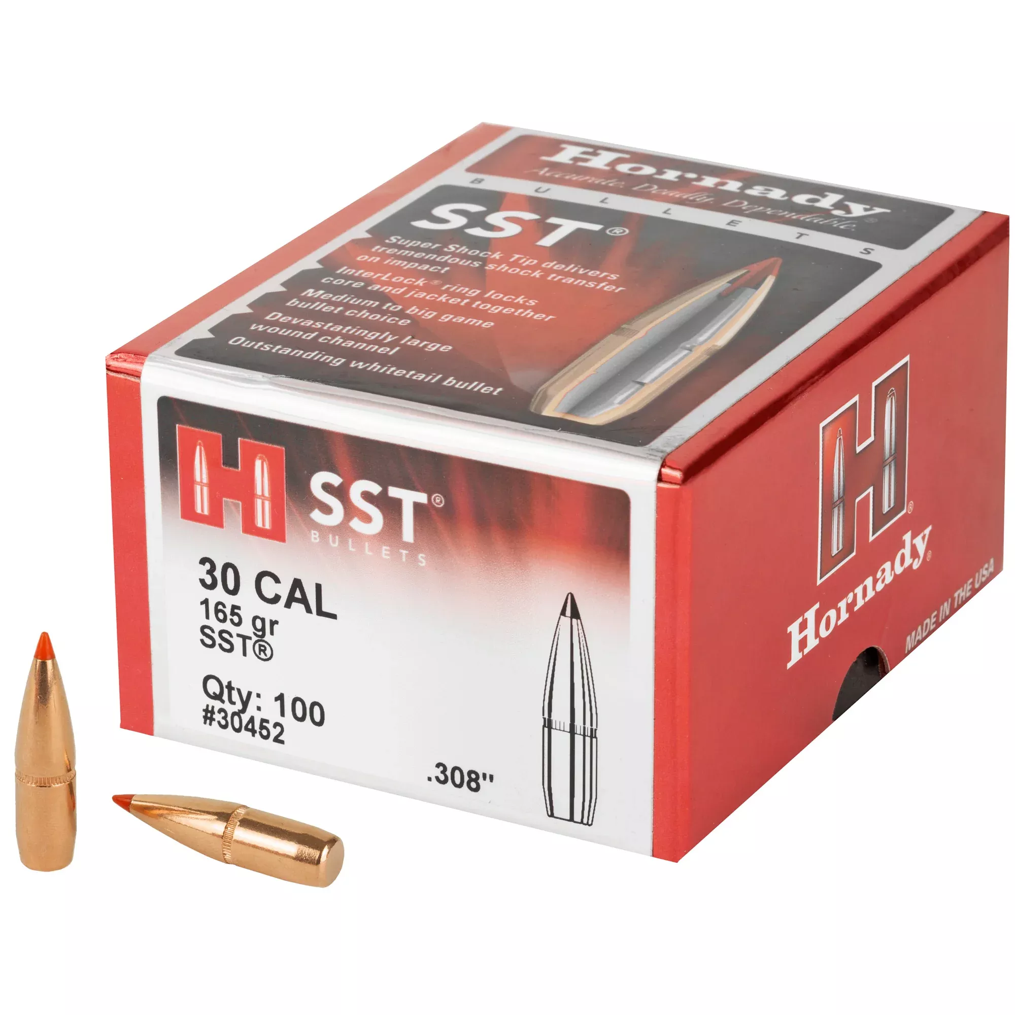 Hornady SST 30 Caliber .308 165 Grain Bullets – 100 Count