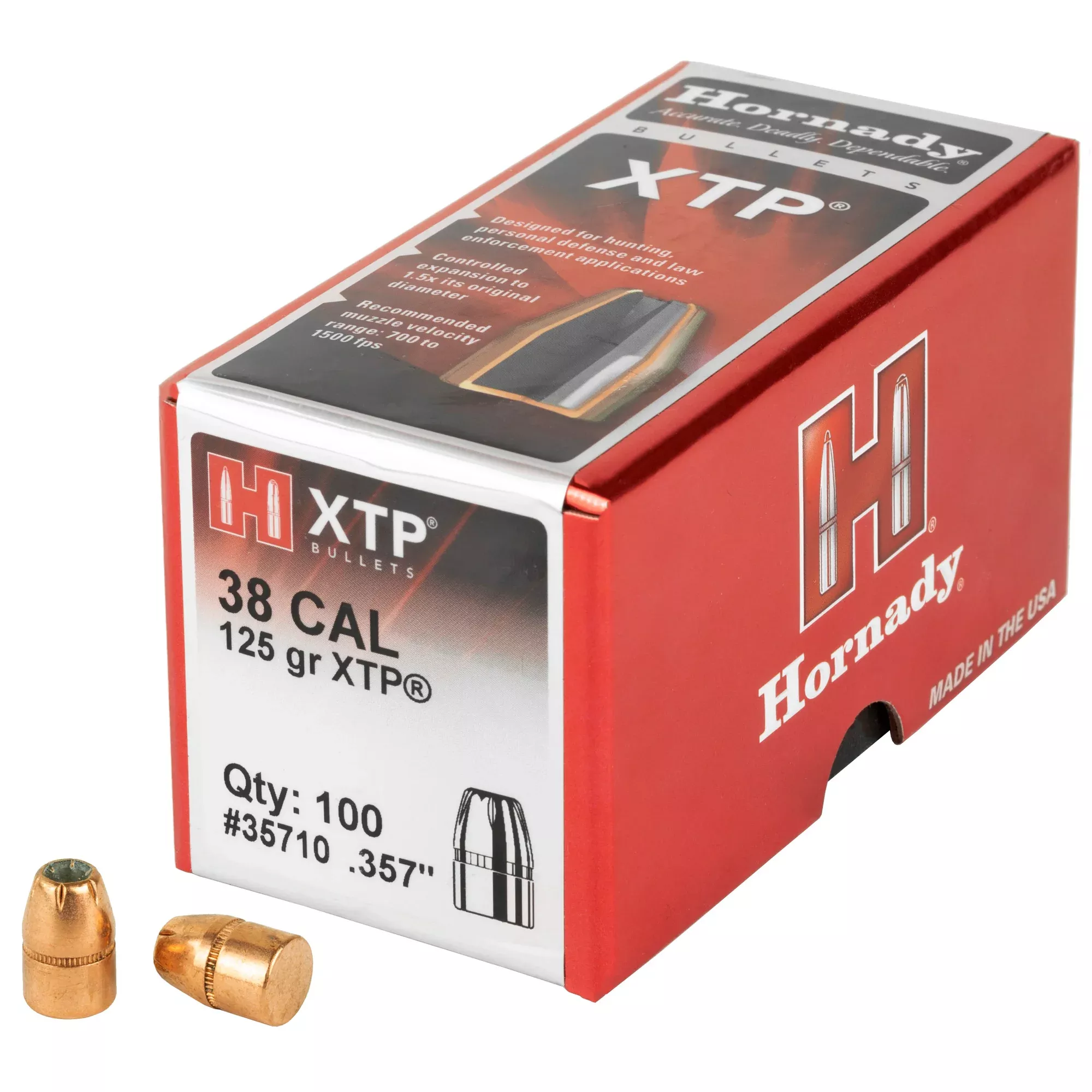 Hornady XTP 38 Cal .357 125gr Bullets – 100 Count